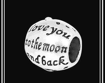 Group SaLE ~ LoVE YOU to the Moon and Back -~ Great Quality Charm Bead with Clear CZ ~ fits European Bracelets