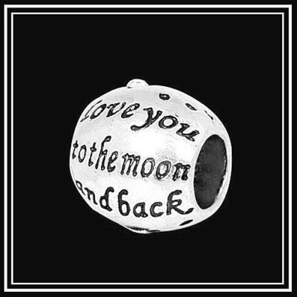 Group SaLE ~ LoVE YOU to the Moon and Back -~ Great Quality Charm Bead with Clear CZ ~ fits European Bracelets