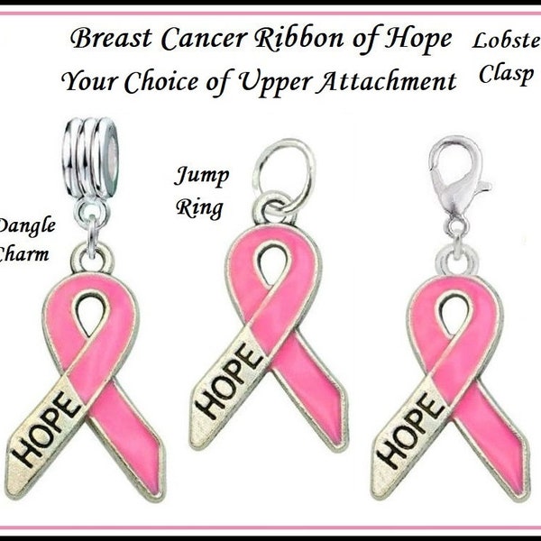 Group SALE ~ Breast Cancer Awareness ~ PiNK Ribbon of HOPE ~ Silver Plated PENDaNT or DANGLE Charm Bead fits European Bracelets