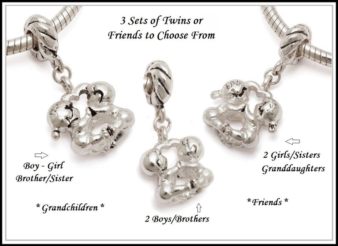 Group Sale TWINS GIRLS BOYS Brothers Sisters Friends Heart Stamped 925 ...
