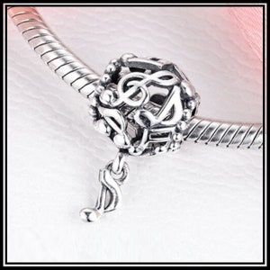 Group SALE ~ MUSiC NOTES ~ Treble Clef ~ Open Cut ~ Filigree ~ Unique ~ Silver Plated DANGLE Charm Bead ~ fits European Bracelets