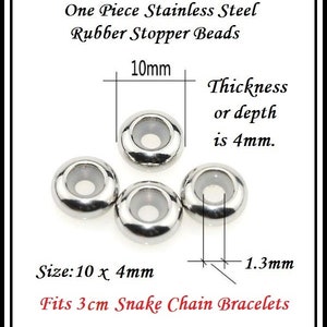 Group SALE One Piece RUBBER Shiny Stainless Steel STOPPER Safety Beads 10 x 4mm fits European Bracelets image 3