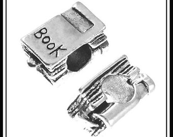 Group Sale ~ BOOK ~ READiNG ~ STuDY ~ STuDENT ~ UNIVERSiTY ~ LEARNiNG ~ Antique Silver Plated Charm Bead ~ fits European Bracelets - MS-1297