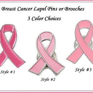 LAPEL PiN ~ BREAST CANCER Hope Awareness ~ Dark, Medium or Light Pink Enamel RiBBON ~ Brooch Pin with Silver Backing & Tac Pin Clasp
