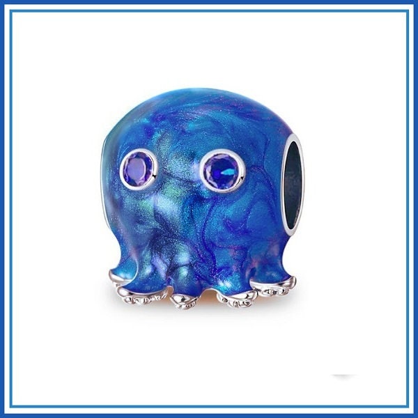 Group Sale ~ Deep Blue OCTOPUS with Dark Blue Crystal Eyes ~ SEAWORLD Animal ~ Charm Bead ~ fits European Snake Chain Bracelets