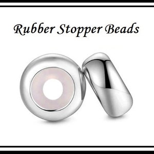 Group SALE One Piece RUBBER Shiny Stainless Steel STOPPER Safety Beads 10 x 4mm fits European Bracelets image 7