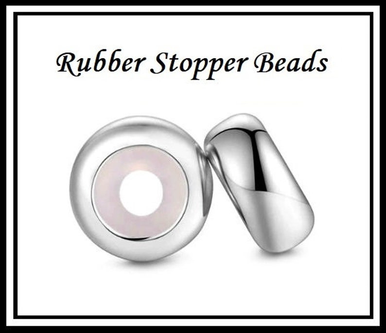 Group SALE One Piece RUBBER Shiny Stainless Steel STOPPER Safety Beads 10 x 4mm fits European Bracelets image 7