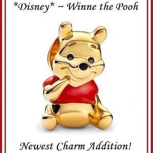 Group Sale ~ Disney ~ WINNIE the POOH with Red Enamel Shirt ~ Newest Addition ~ Bright Gold Plated Charm Bead ~ fits European Style Bracelet