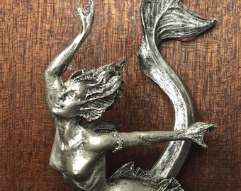 Mermaid Ornament, Pewter Finish