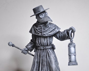 Plague Doctor Statue, Hand Painted Resin Sculpture | Gothic Medieval Figurine