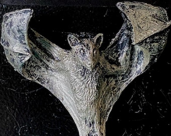 Soaring Fruit Bat Magnet, Hand Painted Resin Sculpture | Mythic Fantasy Decor | Vampire Bat Magnet for Fantasy and Gothic Decor