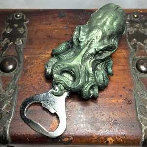 Cthulhu Bottle Opener, Hand Painted Resin | Gothic Cthulhu Barware, Lovecraftian Tentacle Bottle Opener | Fantasy Gothic Barware Gift