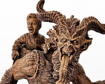 Krampus Statue, Large Version,  Hand Painted Resin Sculpture | Mythical Creature Figurine | Dark Christmas Demon, Gothic Folklore Decor
