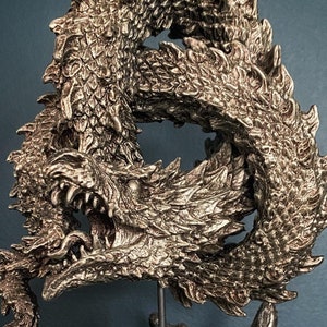 Ouroboros/ World Serpent Statue, Hand Painted Resin Sculpture | Norse Mythology Figurine | Myths and Legends Dragon Statue,Fantasy Art Decor