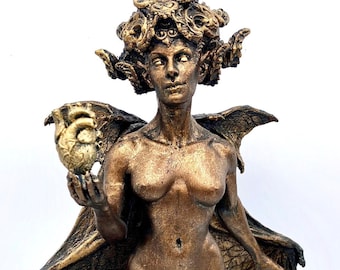 Standbeeld van Lilith, handgeschilderd sculptuur van hars | Beeldje mythische godin | Personage mythen en legendes | Altaarstandbeeld voor gotisch interieur