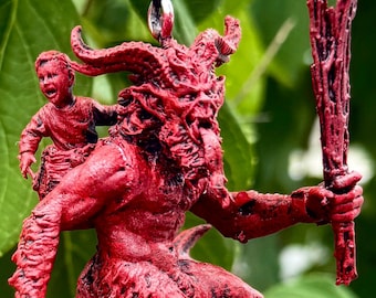 Ornamento Krampus IV, scultura in resina dipinta a mano / statuetta della leggenda natalizia / ornamento unico del demone natalizio oscuro per decorazioni gotiche di Yule