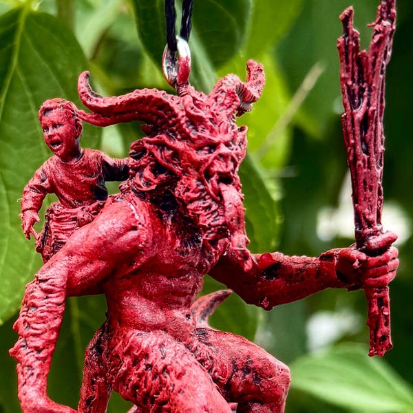 Krampus IV Ornament, Hand Painted Resin Sculpture | Christmas Legend Figurine | Unique Dark Christmas Demon Ornament for Gothic Yule Decor