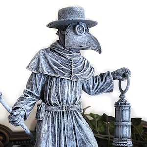Plague Doctor Statue, Hand Painted Resin Sculpture | Gothic Medieval Figurine | Dark Folklore Art for Spooky Home Decor