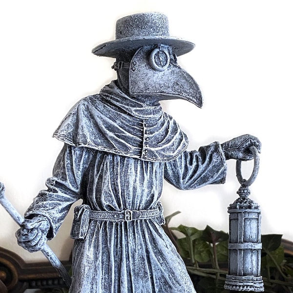 Plague Doctor Statue, Hand Painted Resin Sculpture | Gothic Medieval Figurine | Dark Folklore Art for Spooky Home Decor