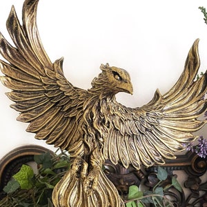 Phoenix Statue, Hand Painted Resin Sculpture | Mythical Creature Figurine | Unique Legendary Flaming Phoenix Figurine Fantasy Art Decor Gift