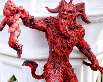 Krampus III Ornament, Hand Painted Resin Sculpture | Christmas Legend Figurine | Unique Dark Christmas Demon Ornament for Holiday Decor