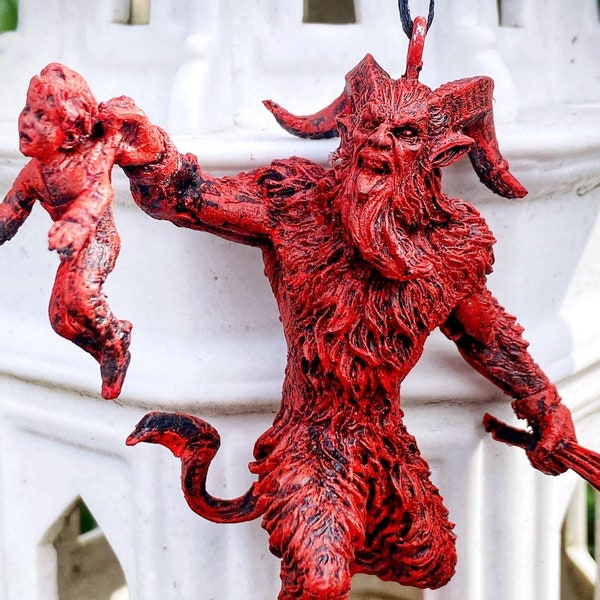 Krampus III Ornament, Hand Painted Resin Sculpture | Christmas Legend Figurine | Unique Dark Christmas Demon Ornament for Holiday Decor