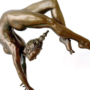 Grace in Balance, Contortionist Dancer Statue, Hand Painted Resin | Exotic Yoga Acrobat Figurine | Thai Dancer Statue for Yoga Lovers