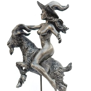 Witch’s Sabbath: Goat Rider Statue, Large Version Resin Sculpture | Pagan Folklore Witchcraft Figurine | Witchy Art for Gothic Home Decor