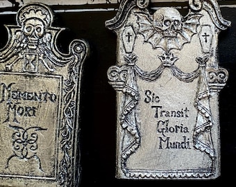 Tombstone Magnet Set of 3, Hand Painted Resin Sculpture Gothic