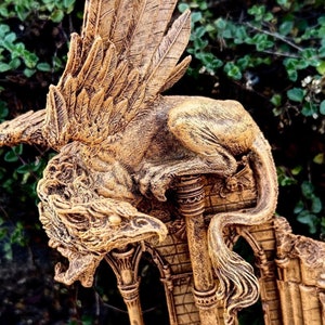 Griffin Statue, Hand Painted Resin Sculpture | Mythical Creature Figurine | Unique Legendary Guardian Spirit Figurine. Fantasy Art Decor