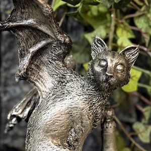 Fairy Cat: Witch’s Familiar Statue, Hand Painted Resin Sculpture | Pagan Folklore Cat Figurine | Witchy Art for Gothic Home Decor