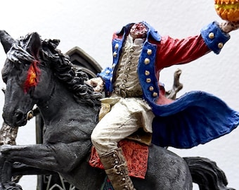 Headless Horseman Riding Statue, Full Color Resin Sculpture | Gothic Legend of Sleepy Hollow Figurine | Dark Folklore Art for Spooky Decor