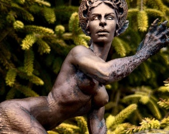 Estatua de esfinge, escultura de resina pintada a mano, figura de criatura mítica, estatua de altar de diosa esfinge legendaria para decoración de arte de fantasía