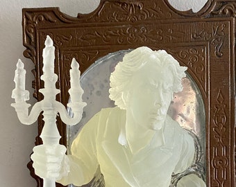 Gentleman Ghost in the Mirror Wall Plaque, Large Version, Glow in the Dark