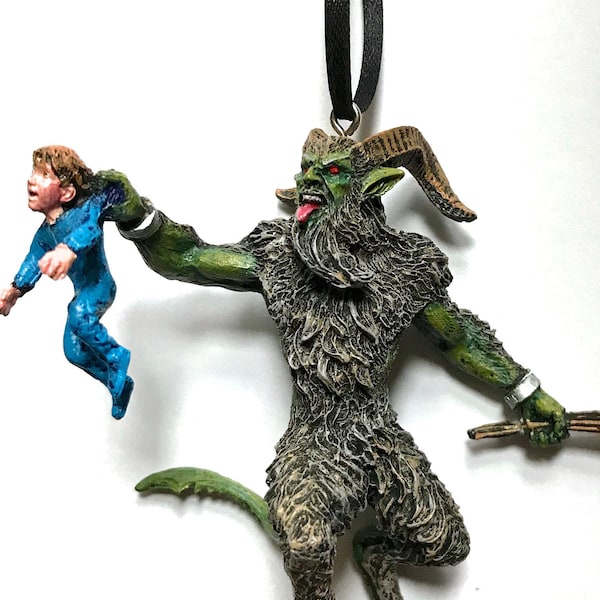 Krampus III Ornament, Full Color Resin Sculpture | Christmas Legend Figurine | Unique Dark Christmas Demon Ornament for Holiday Decor
