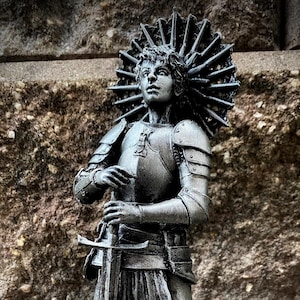 Joan of Arc Statue, Hand Painted Resin Sculpture | Medieval Warrior Saint Figurine | Feminist Icon Decor