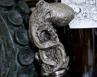 Kraken  Winestopper, Hand Painted Resin | Gothic Nautical Barware | Octopus Cthulhu Bottle Stopper, Gothic Wine and Barware Gift