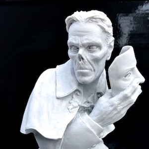 Phantom of the Opera Bust, Hand Painted Resin Sculpture, White |. Halloween Monster Opera Ghost Figurine | Gothic Art for Spooky Home Decor