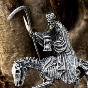 Triumph of Death: Grim Reaper on Skeletal Horse Statue, Hand Painted Resin Figurine, Horror Art |Gift for Gothic and Dark Fantasy Collectors