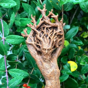 Green Man/ Cernunnos Hand Painted Resin Sculpture | Mythical Forest Creature Figurine | 9” Woodland God Altar Statue for Nature Lovers
