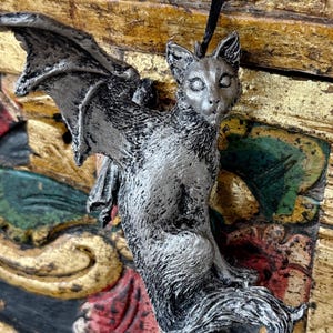 Fairy Cat: Witch’s Familiar Ornament, Hand Painted Resin Sculpture | Pagan Folklore Cat Figurine | Witchy Cat Art for Gothic Holiday Decor image 2