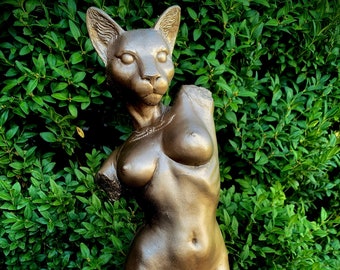 Bast Statue 12" version | Mythological Deities Figurine | Myths and Legends Bastet Statue | Egyptian Altar Statue for Gothic and Home Decor