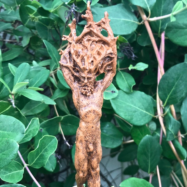 Green Man/ Cernunnos Ornament, Hand Painted Resin Sculpture | Mythical Forest Creature Figurine | Woodland God Ornament for Nature Lovers