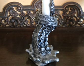 Tentacle Candlestick Holder, 6" Version, Pewter Finish