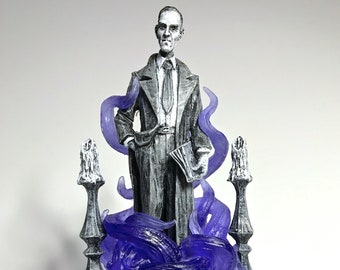 H.P. Lovecraft Statue, designed with Abigail Larson, Purple Tentacles