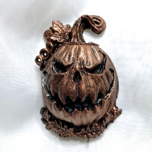 Jack O&#39; Lantern Magnet, Hand Painted Resin Sculpture | Gothic Fantasy Decor | Halloween Pumpkin Magnet for Fantasy and Gothic Decor