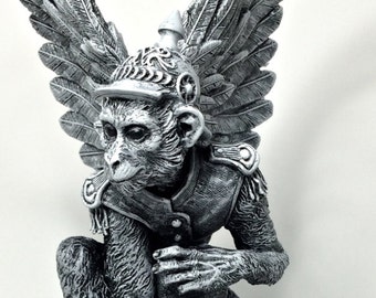Flying Monkey Statue, Hand Painted Resin Sculpture | Mythical Creature Figurine | Wizard of Oz Winged Monkey Figurine. Fantasy Art Decor