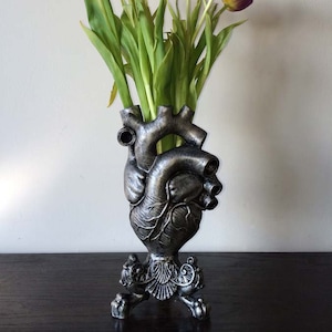 Anatomical Heart Vase, Pewter Finish image 1