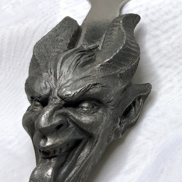 Krampus Opener, Hand Painted Resin, Pewter Finish | Gothic Holiday Barware | Krampus Devil Bottle Opener | Fantasy Gothic Barware Gift