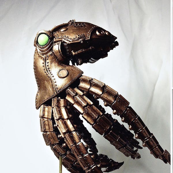 Statue de Mecha Kraken, finition en laiton Steampunk